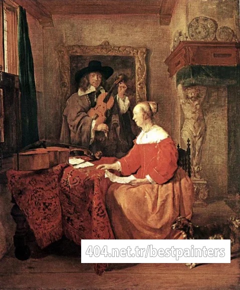 METSU_Gabriel_A_Woman_Seated_At_A_Table_And_A_Man_Tuning_A_Violin