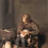TERBORCH_Gerard_Boy_Riding_His_Dog_Of_Fleas