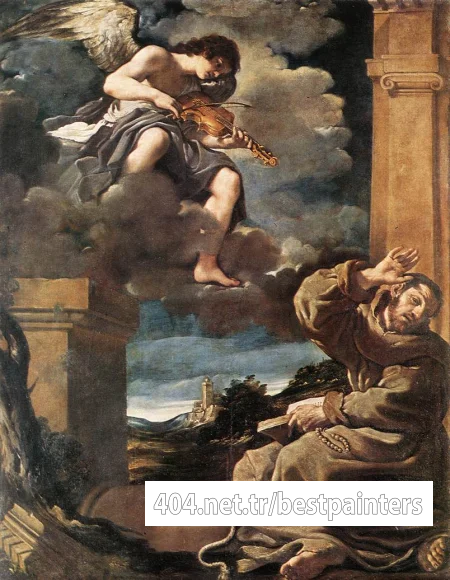 Guercino_St_Francis_with_an_Angel_Playing_Violin