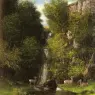 Courbet_Gustave_A_Family_Of_Deer_In_A_Landscape_With_A_Waterfall