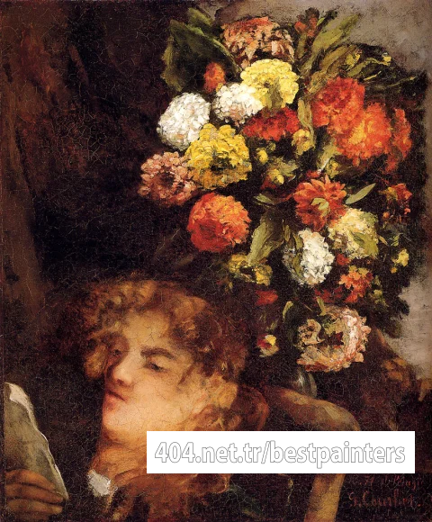 Courbet_Gustave_Head_Of_A_Woman_With_Flowers