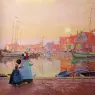 Herrman_Hans_A_Dutch_Fishing_village_At_Dusk_With_Figures_On_A_Quay
