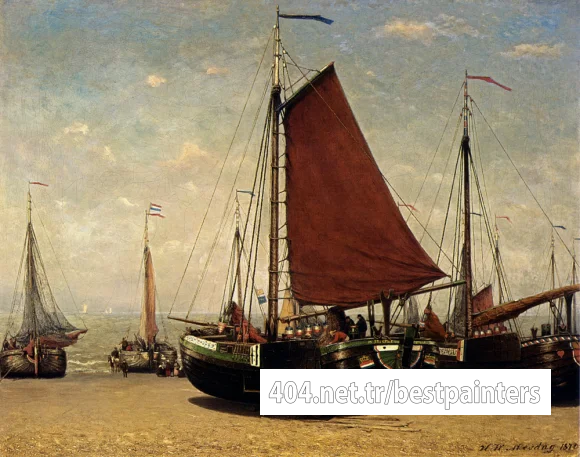 Mesdag_Hendrik_Willem_The_Bomschuit_Prinses_Sophie_On_The_Beach_Scheveningen