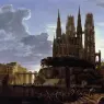SCHINKEL_Karl_Friedrich_Medieval_Town_By_Water