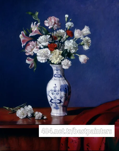 Mixed_Bouqet_in_a_Blue_Danube_Vase