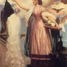 Leighton_A_Girl_Feeding_Peacocks