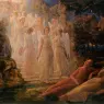 Louis Janmot
Le Po?me de l'?me
L'?chelle d'or
The Golden Ladder
c. 1851
oil on canvas
113 x 145
Signed and dated at lower right
Mus?e des Beaux-Arts, Lyon
inv. 1968-168

  PO?SIE
C'est l'id?al, c'est Dieu que, r?veuse et troubl?e,
Je cherche sans repos {...}
  PHILOSOPHIE
Lumi?re par son ?me, ombre par la mati?re,
Vers la terre ou le ciel inclin? tour ? tour,
L'homme marche ? sa fin immortelle et derni?re