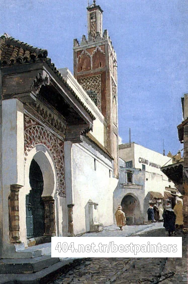 A_Street_Scene_With_a_Mosque_Tangier