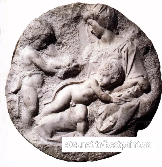 Michelangelo_Madonna_and_Child_with_the_Infant_Baptist_(Taddei_Tondo)