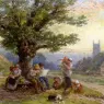 Foster_Myles_Birket_Fugures_And_Children_Beneath_A_Tree_In_A_Village