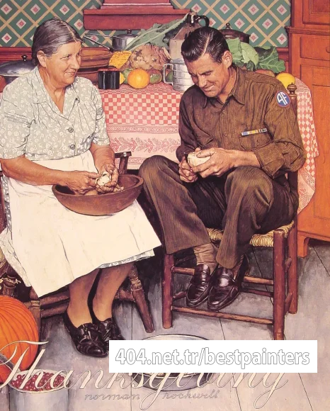 Thanksgiving_Mother_and_Son_Peeling_Potatoes