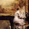 Dagnan_Bouveret_Pascal_Adolphe_Jean_Young_Watercolourist_In_The_Louvre
