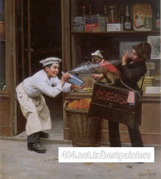 Chocarne_Moreau_Paul_Charles_Teasing_the_Monkey