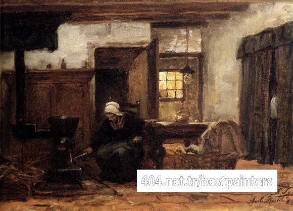 Sadee_Philip_Lodewijk_Jacob_Lighting_The_Stove