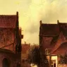 Vertin_Petrus_Garardus_Street_Scene_With_Figures_Possibly_Rotterdam