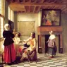 A_Woman_Drinking_with_Two_Men_and_a_Serving_Woman