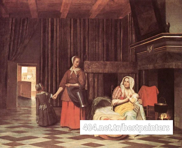 HOOCH_Pieter_de_Suckling_Mother_and_Maid
