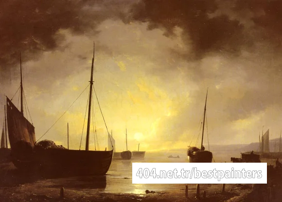 Haanen_Remigius%20Adrianus_van_Beached_fishing_Boats_by_Moonilight