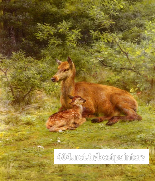 Bonheur_Rosa_Doe_And_Fawn_In_A_Thicket