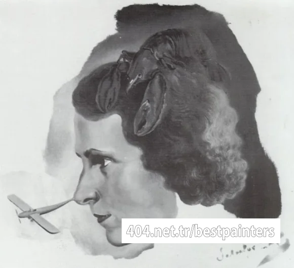 1934_32_Portrait of Gala with a Lobster (Portrait of Gala with Aeroplane Nose), circa 1934