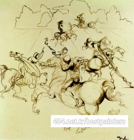 1934_66_Surrealist Knights for a Four-part Screen, Centre Right, circa 1934