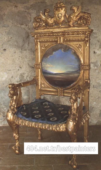 1974_03_Armchair with Landscape Painted for Gala's Chateau at Pubol, circa 1974