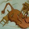 1983_19_Bed, Chair and Bedside Table Ferociously Attacking a Cello, 1983