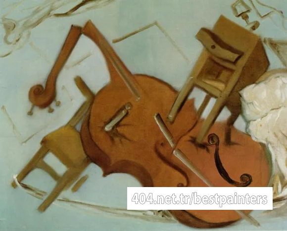 1983_19_Bed, Chair and Bedside Table Ferociously Attacking a Cello, 1983