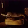 Stoskopff_Sebastien_Still_Life_Of_A_carp_In_A_Bowl_Placed_On_A_Wooden_Box