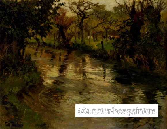 Thaulow_Fritz_Woodland_Scene_With_A_River
