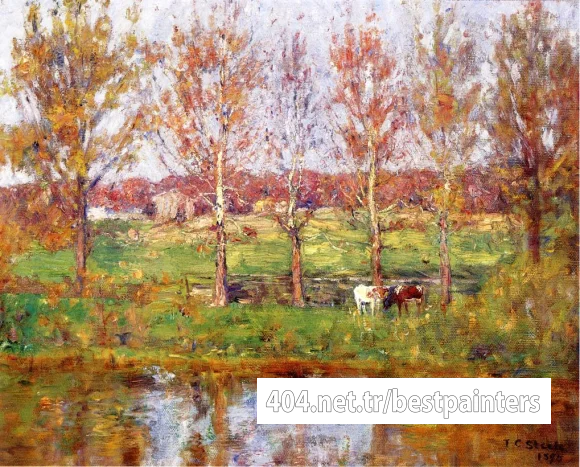 Steele_Theodore_Clement_Cows_by_the_Stream