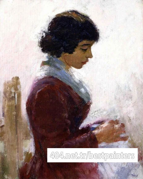 Robinson_Theodore_Girl_in_Red_Sewing