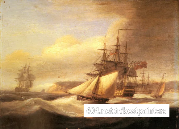 Luny_Thomas_Naval_Ships_setting_Sail_With_A_Revenue_Cutter_Off_Berry_Head