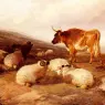 Cooper_Thomas_Sidney_Rams_And_A_Bull_In_A_Highland_Landscape
