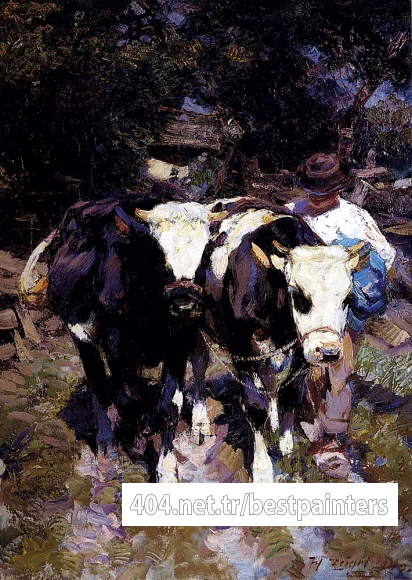 Zugel_Heinrich_Von_Two_Harnessed_Calves