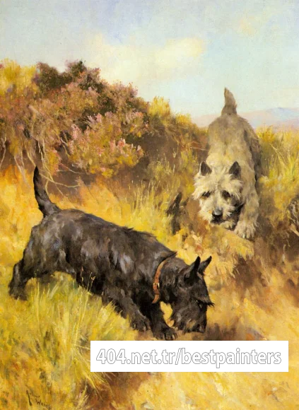 Wardle_Arthur_Two_Scotties_In_A_Landscape