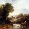 Watts_frederick_Waters_An_Extensive_River_Landscape_With_A_Drover_In_A_Cart_With_His_Cattle