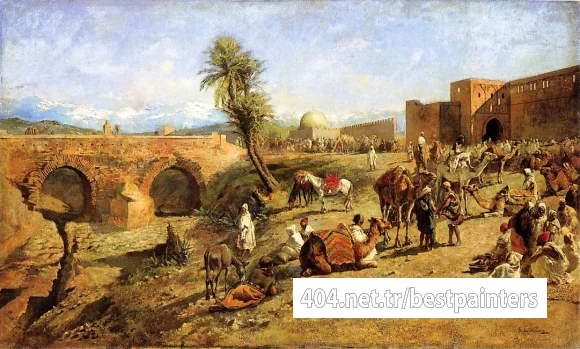 Weeks_Edwin_Lord_Arrival_of_a_Caravan_Outside_The_City_of_Morocco