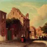 Weissenbruch_Jan_A_Sunlit_Townview_With_Figures_Conversing