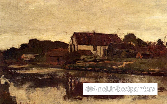 Weissenbruch_Jan_Hendrik_A_Farm_On_The_Waterfront