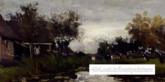 Weissenbruch_Jan_Hendrik_Farmhouses_On_The_Waterfront