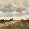 Weissenbruch_Jan_Hendrik_Figures_On_A_Country_Road_A_Church_In_The_Distance