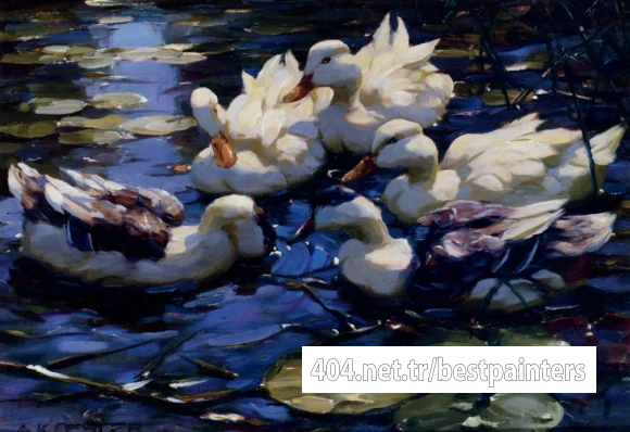 Koester_Alexander_Five_Ducks_In_A_Pond
