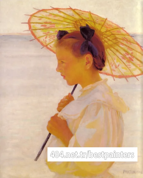 WilliamPaxton_ChildInSunlightorTheChineseParasol_1908