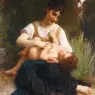 Bouguereau_William_Adolphe_Juene_Fille_Et_Enfant_(Mi-Corps)