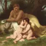 Young_Woman_Contemplating_Two_Embracing_Children