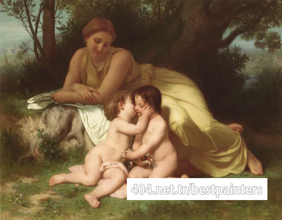 Young_Woman_Contemplating_Two_Embracing_Children