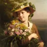 Zuber_Buhler_Fritz_A_Young_Beauty_Holding_A_Bouquet_Of_Flowers