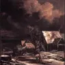 RUISDAEL_Jacob_Isaackszon_van_Village_At_Winter_At_Moonlight