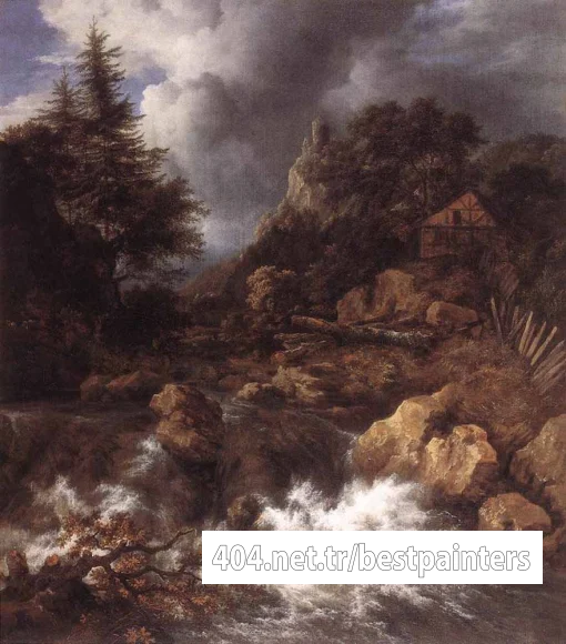 RUISDAEL_Jacob_Isaackszon_van_Waterfall_In_A_Mountainous_Northern_Landscape